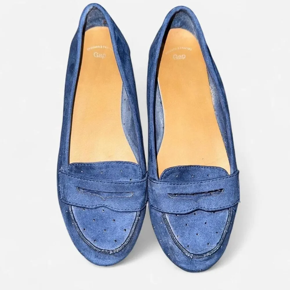 Navy Blue Soft Suede Ballet Flat Loafer Shoes (WOMENS 6) from The Gap - Picture 2 of 8